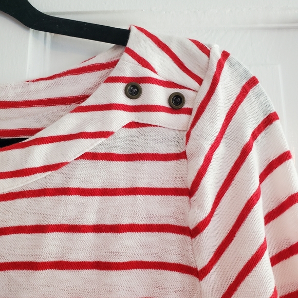LOFT red & white striped top - Picture 2 of 6